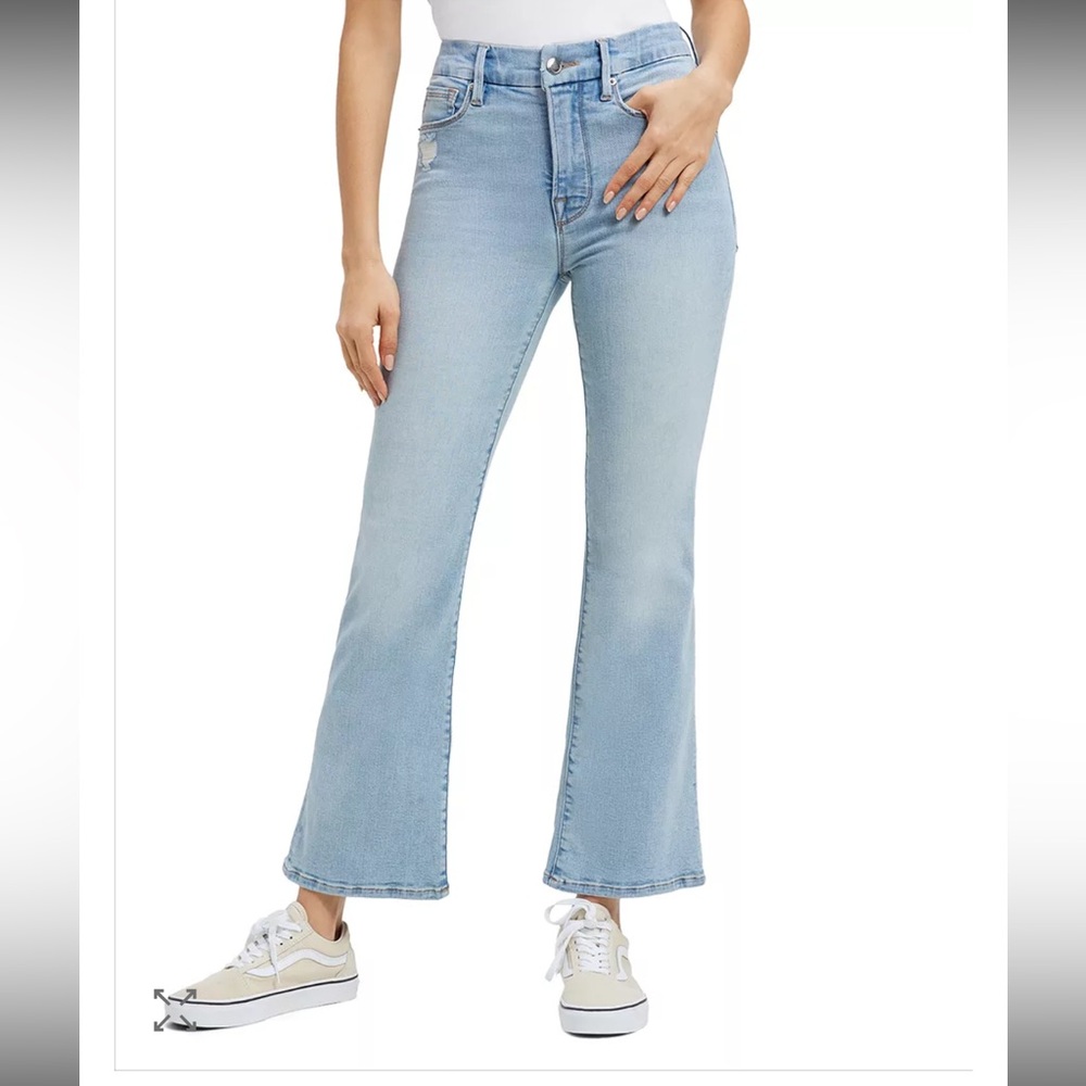 Good American Good Legs Cropped Mini Boot Cut Mini Jeans NWT